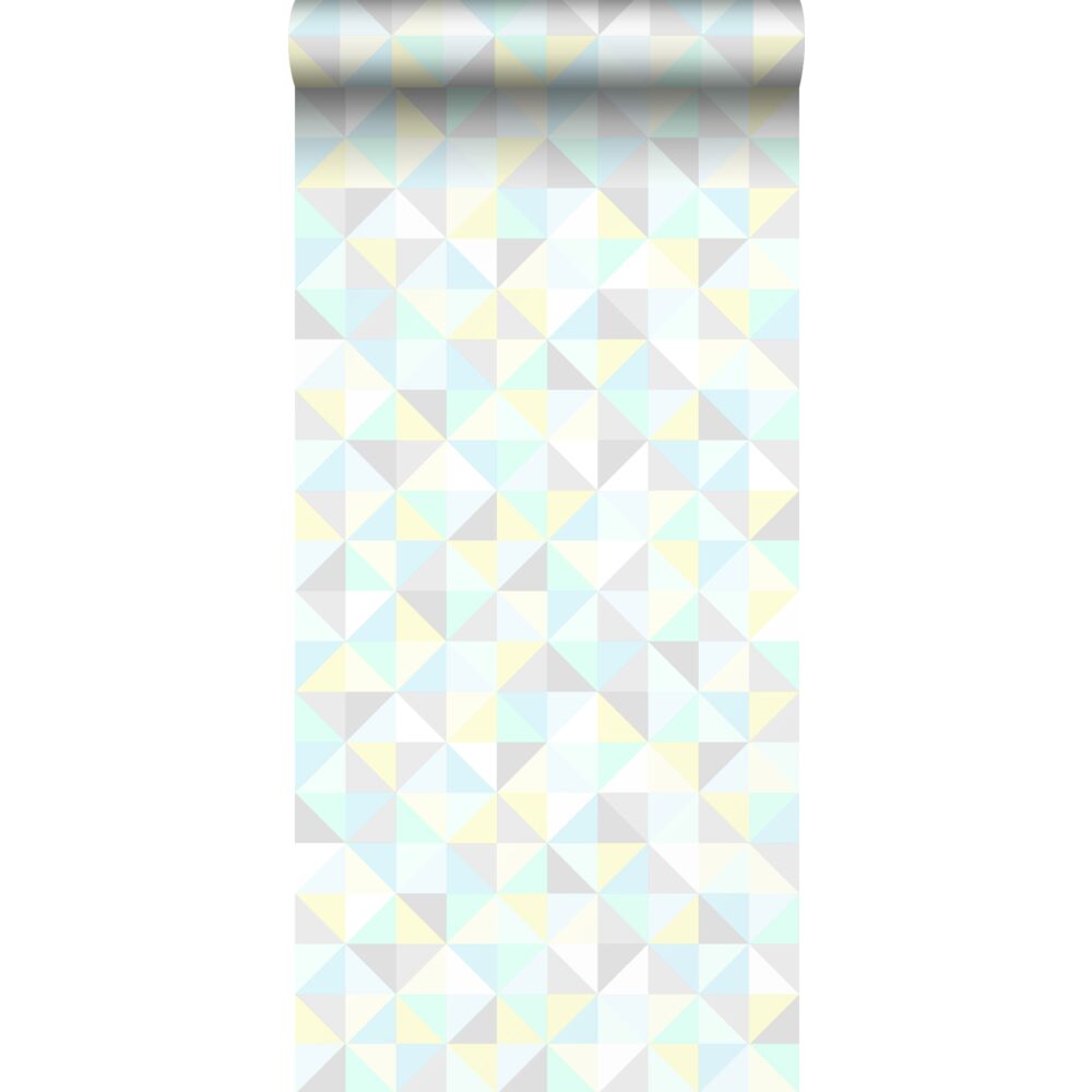 wallpaper triangles mint green pastel yellow pastel blue light