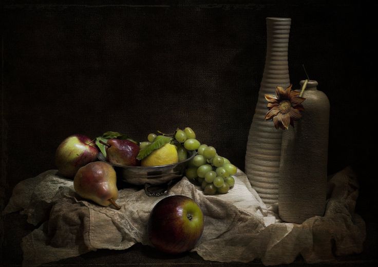Style Still Life Vintage Fruit Painting Art G Wallpaper