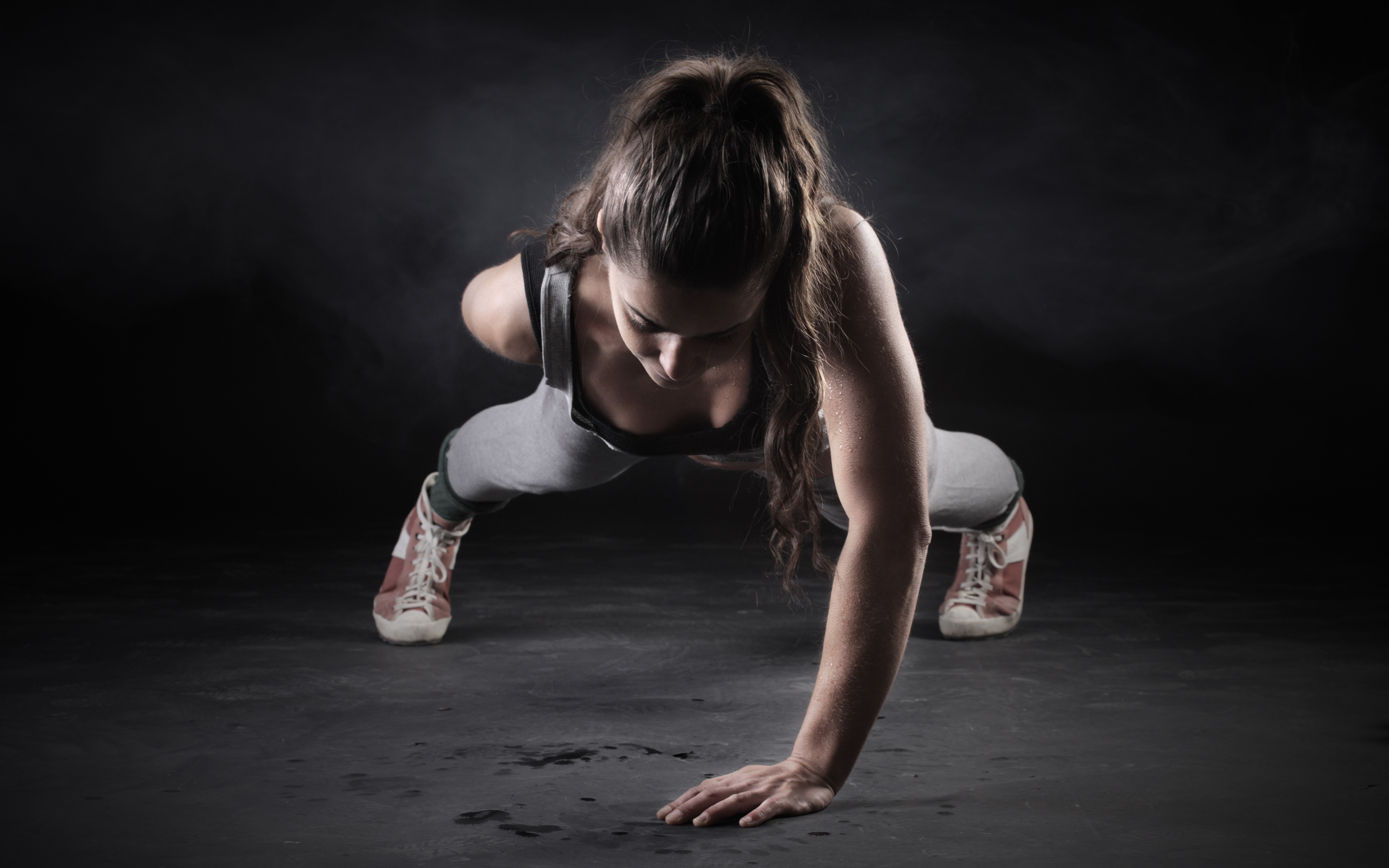 Fitness Girl One Hand Push Up HD Wallpaper