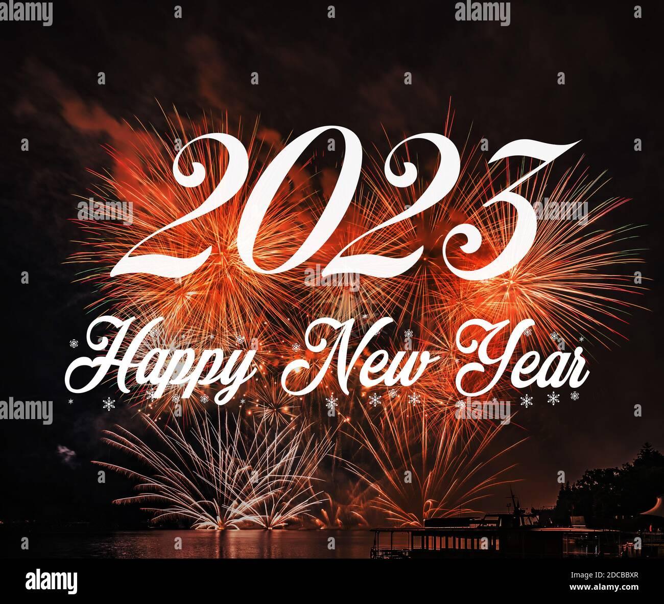 Happy New Year With Fireworks Background Celebration