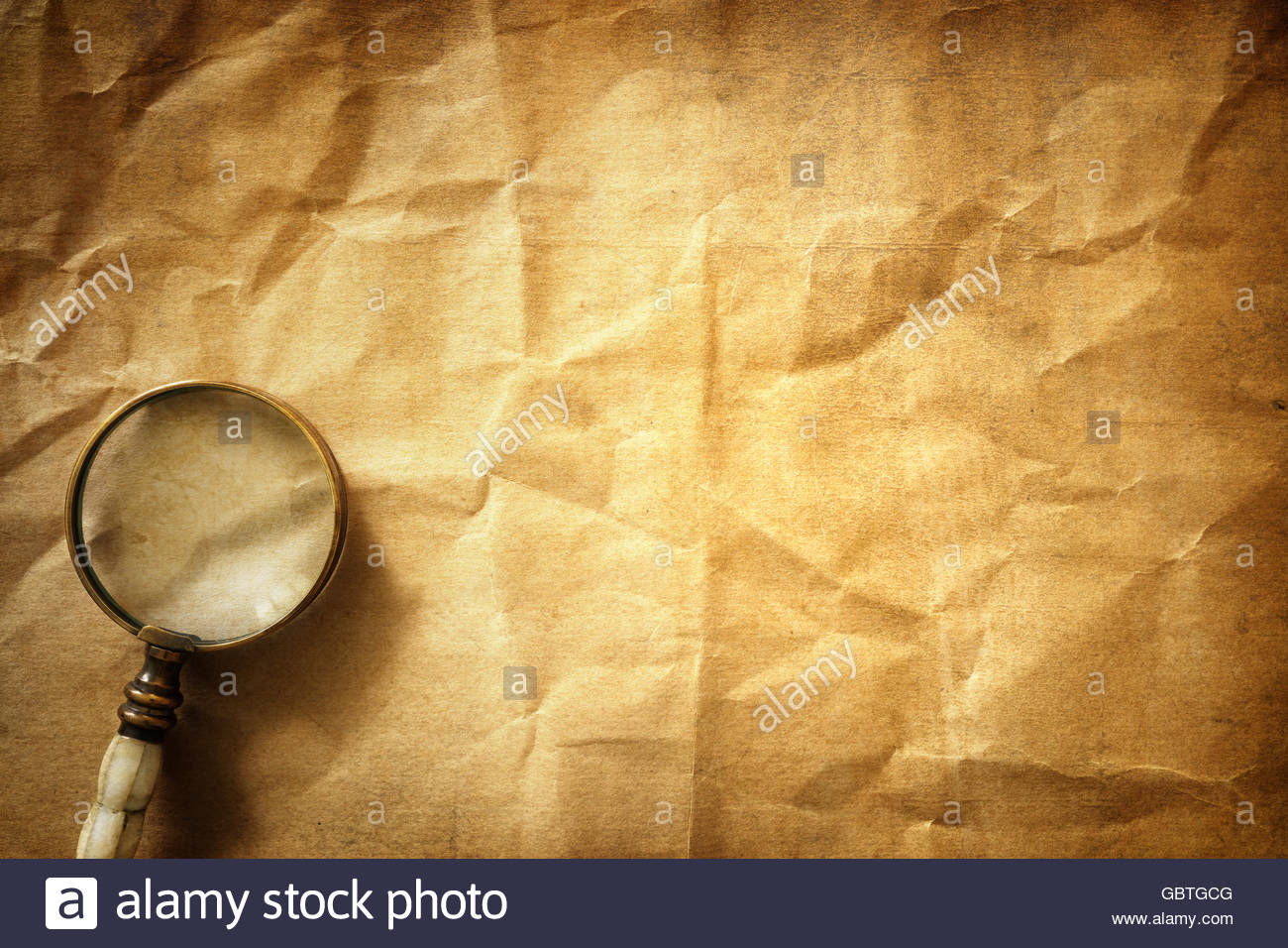 Vintage Background With Magnifying Glass Stock Photo