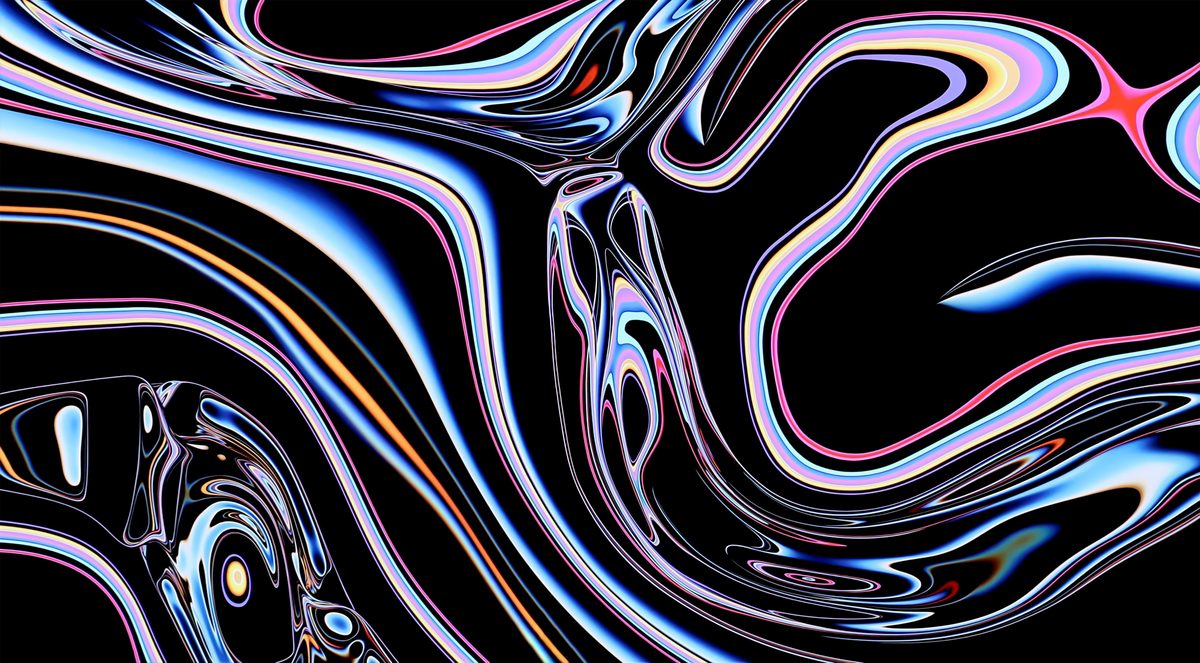 Abstract swirling background in dark mode, resembling macOS Monterey wallpaper
