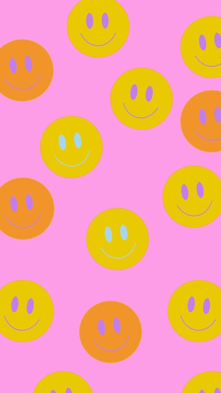 Yellow And Pink Summer Vibes Trendy Aesthetic Smiley Face iPhone