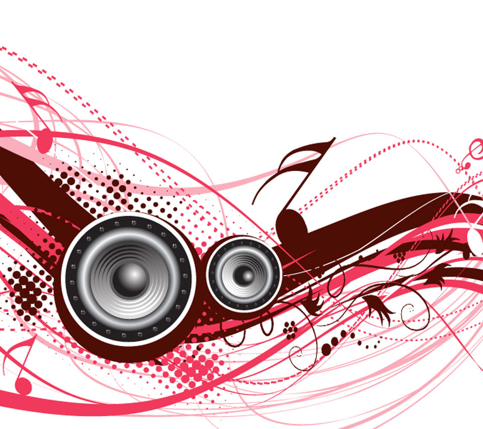 Music Abstract Loudspeaker Musical Notes Red Background Dynamic