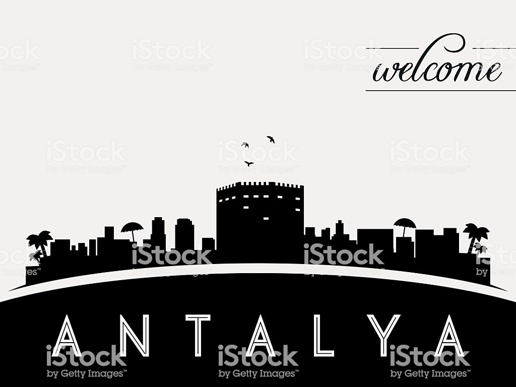 Antalya Turkey Skyline Silhouette Vector Illustration Stock
