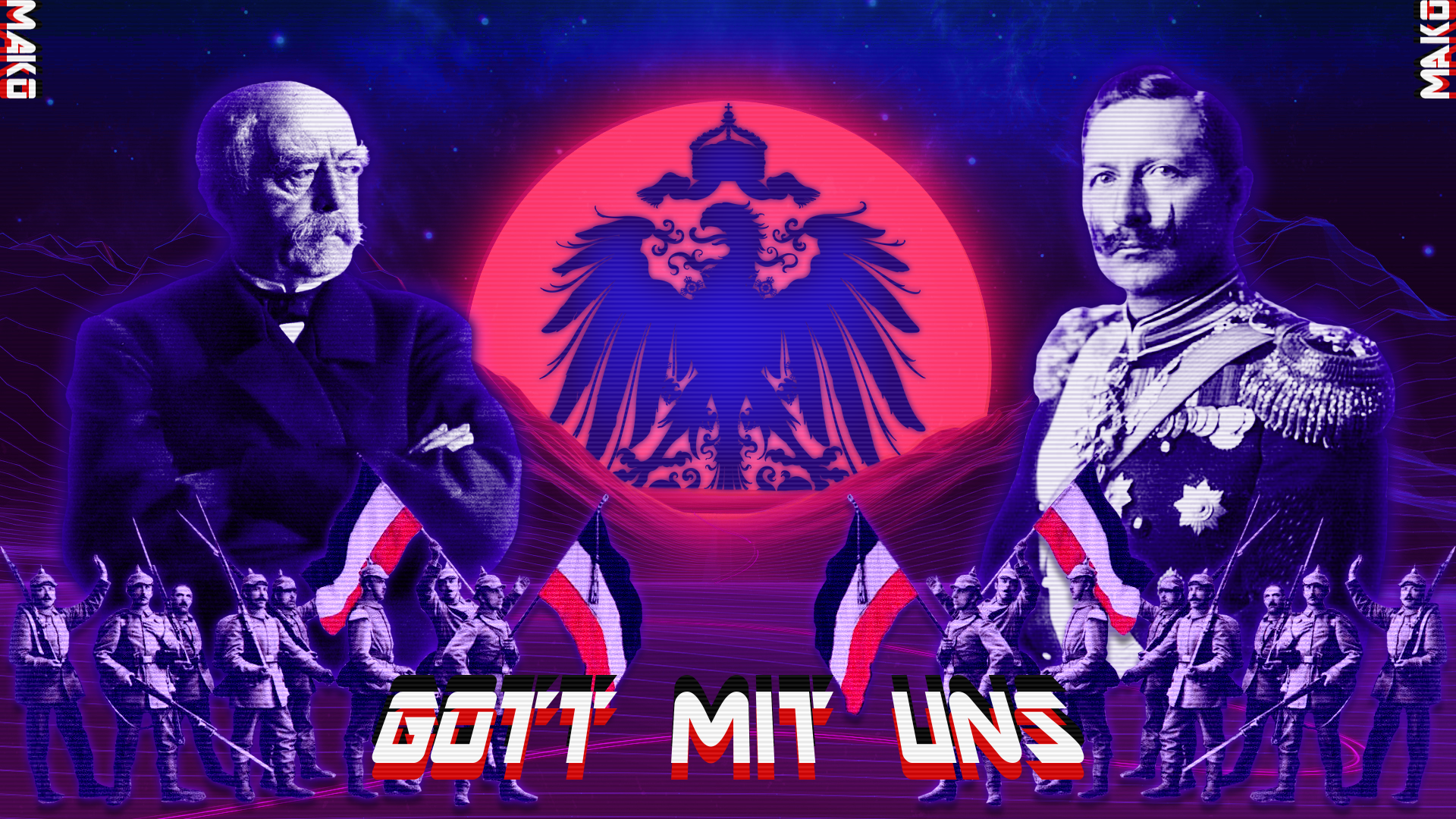 Another Monarchist Vaporwave Artwork This Time With Kaiser Willy