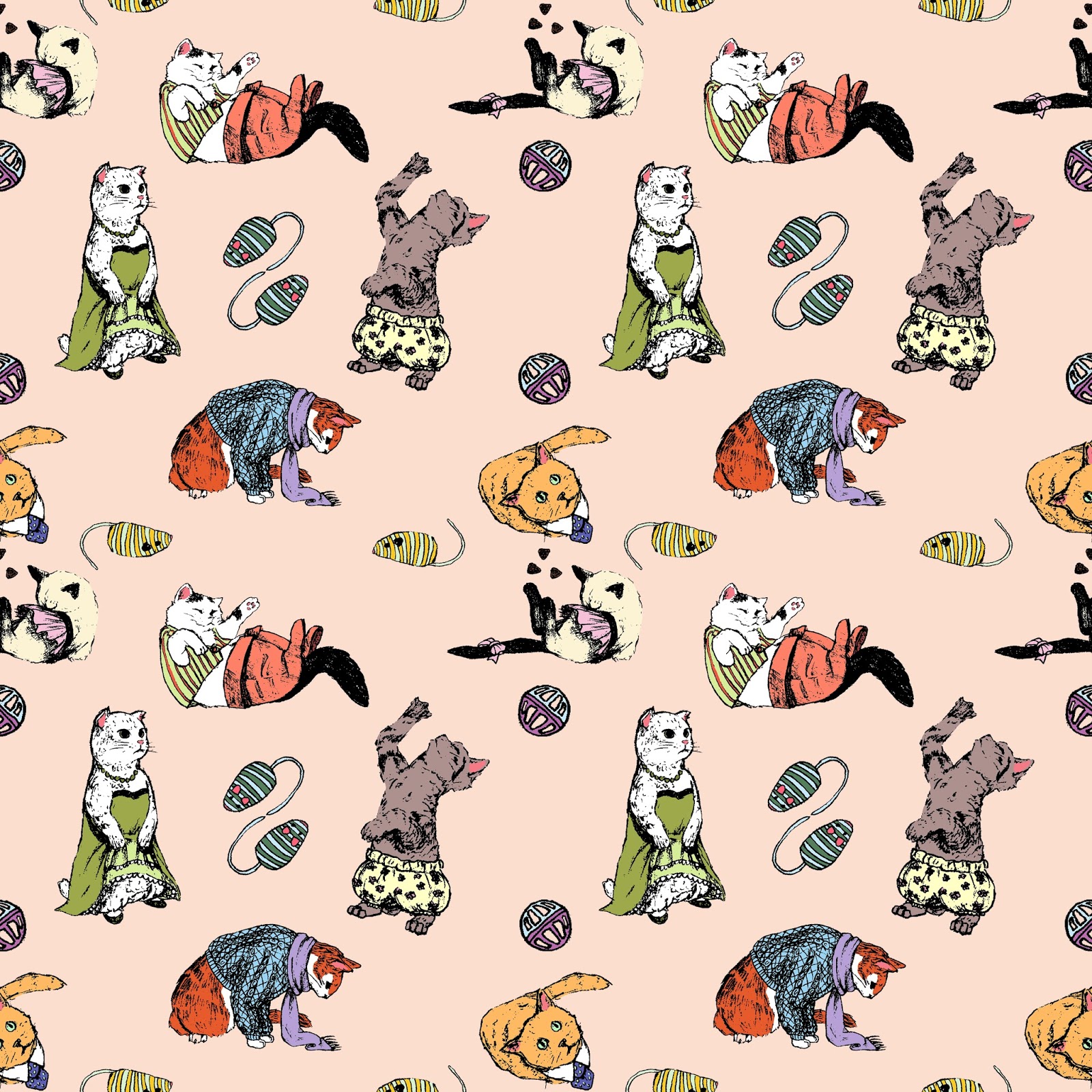 Cat Wallpaper Tiled Pattern