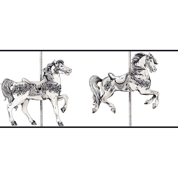 Free download Toile Carousel Black White Prepasted Wall Border Wall