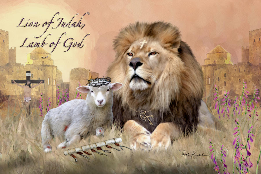 Lion Of Judah Lamb God Art Print Painting Picture Christian