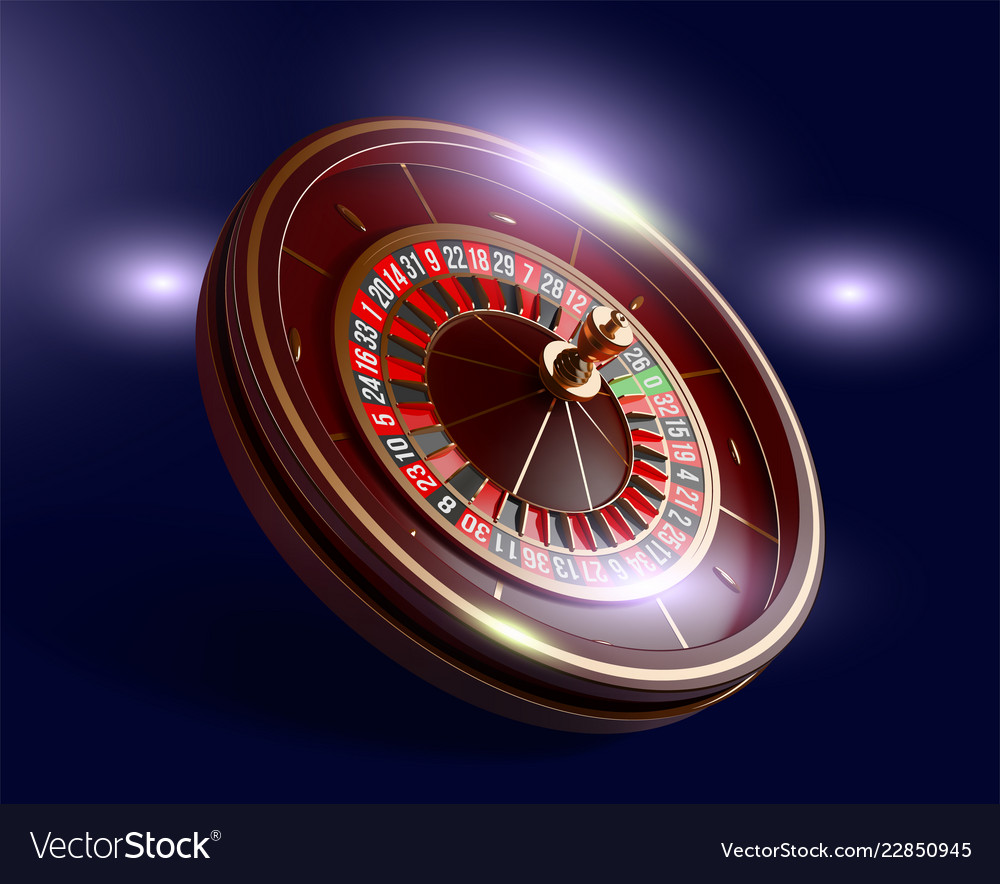 Casino Roulette Wheel Isolated On Blue Background Vector Image