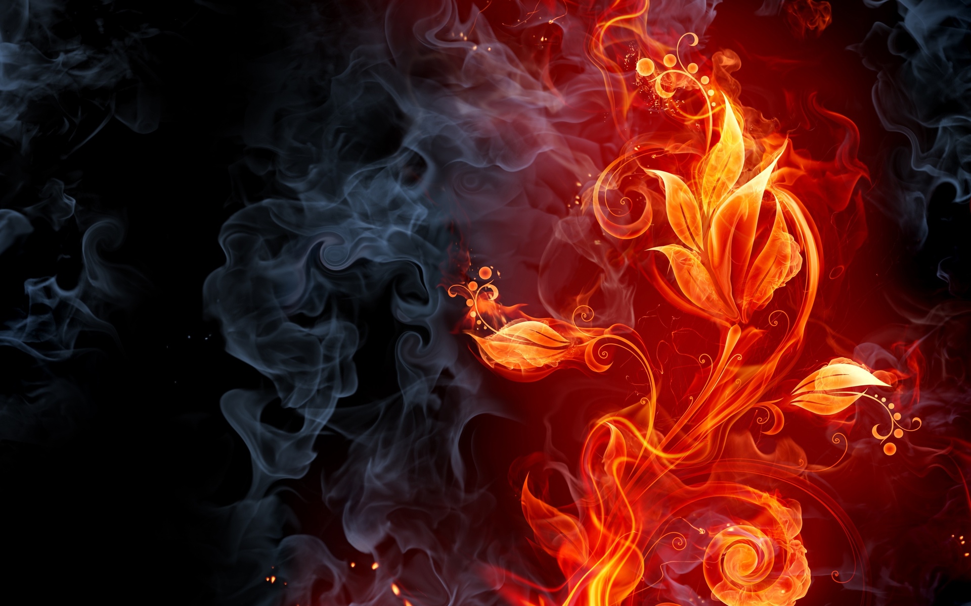 Abstract Fire Flames Smoke Flowers Cg Digital Art Color Wallpaper