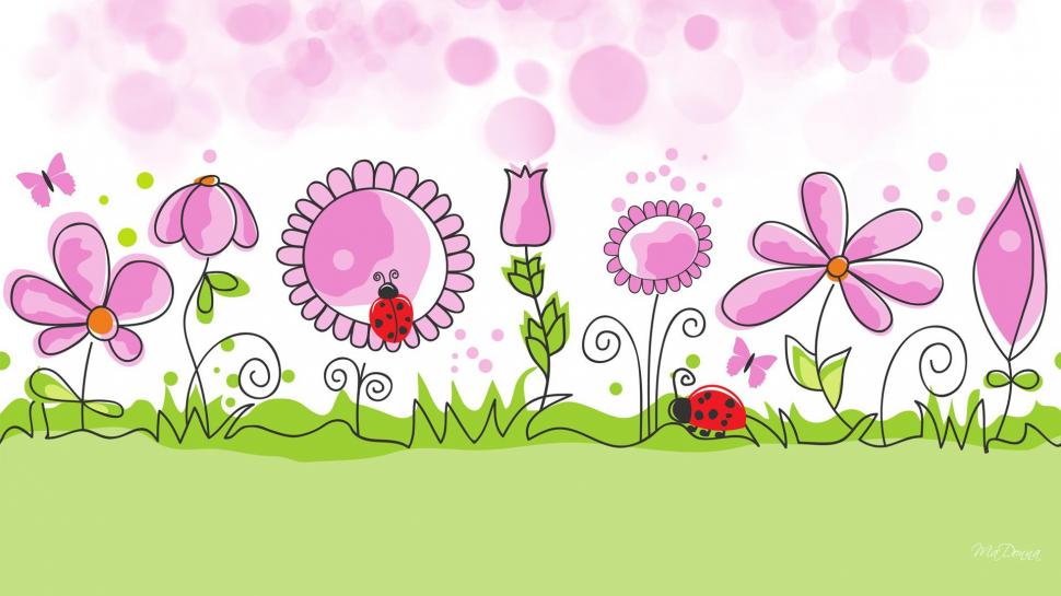 Flower Garden Spring Vector Desktop Background Wallpaper