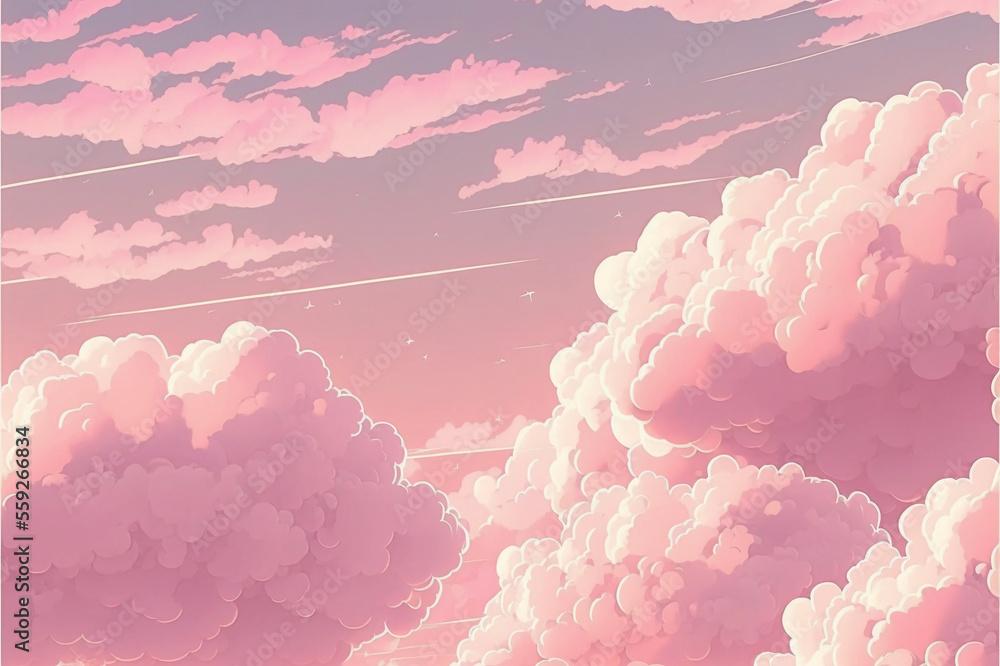 Pink Aesthetic Wallpaper With Cloud Generative Ai Stock
