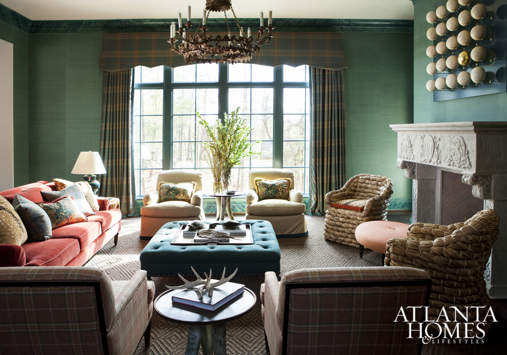 Wallpaper Trends 4b Family Room W Blue Green Grasscloth Wp By Lch