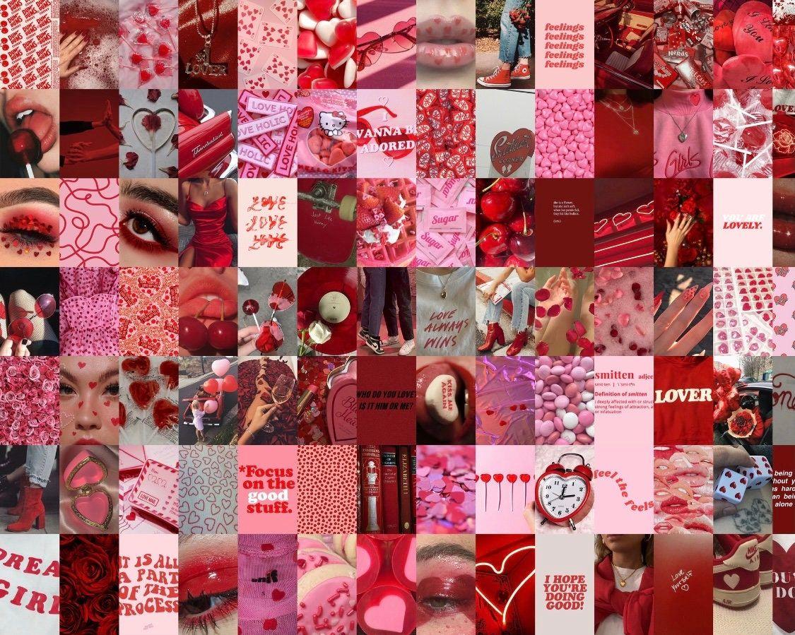 Lovecore Wall Collage Kit Valentines Day Red