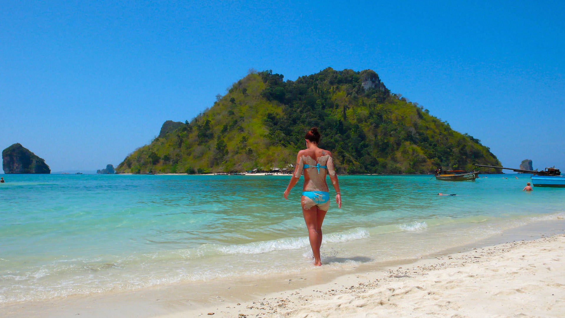 Bikini Girl On Beach Shore Cn56lstaj8ev6g2q Wallpaper