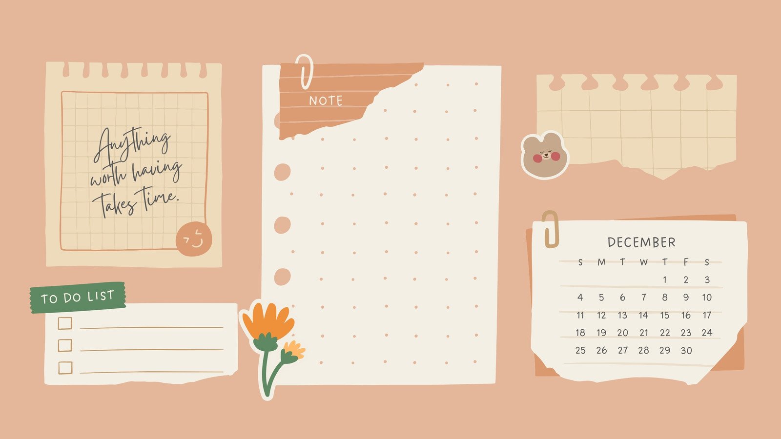 Cute And Organized Desktop Organizer Wallpaper For A Tidy