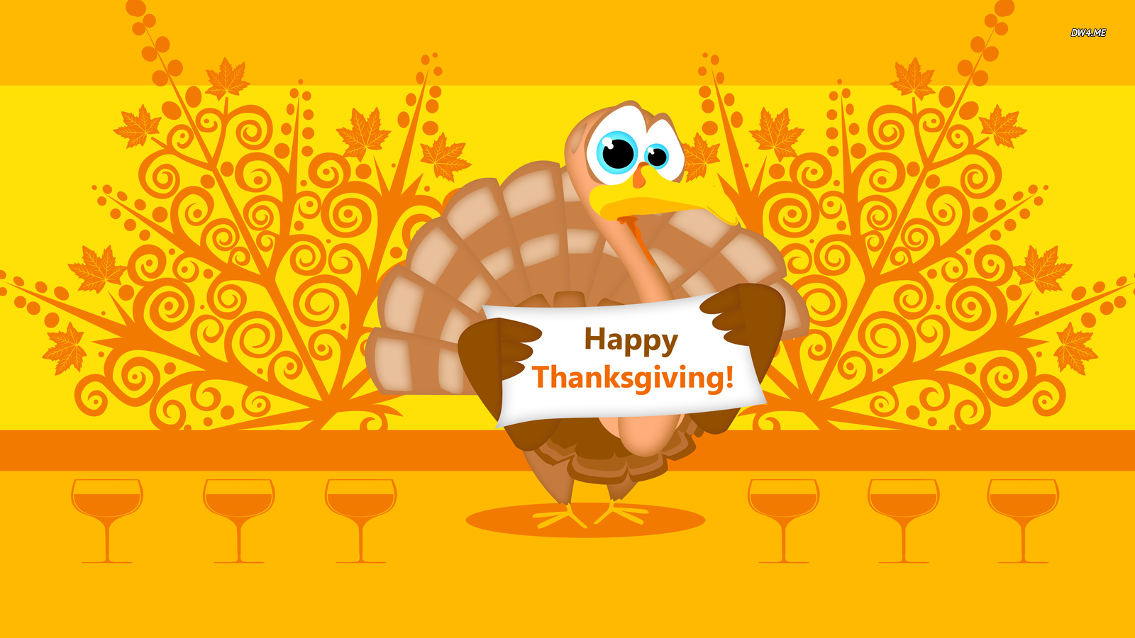 Turkey Wishing You Happy Thanksgiving Wallpaper Holiday