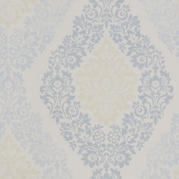 Coral Soft Damask Wallpaper White Blue Cream By Grandeco Galerie