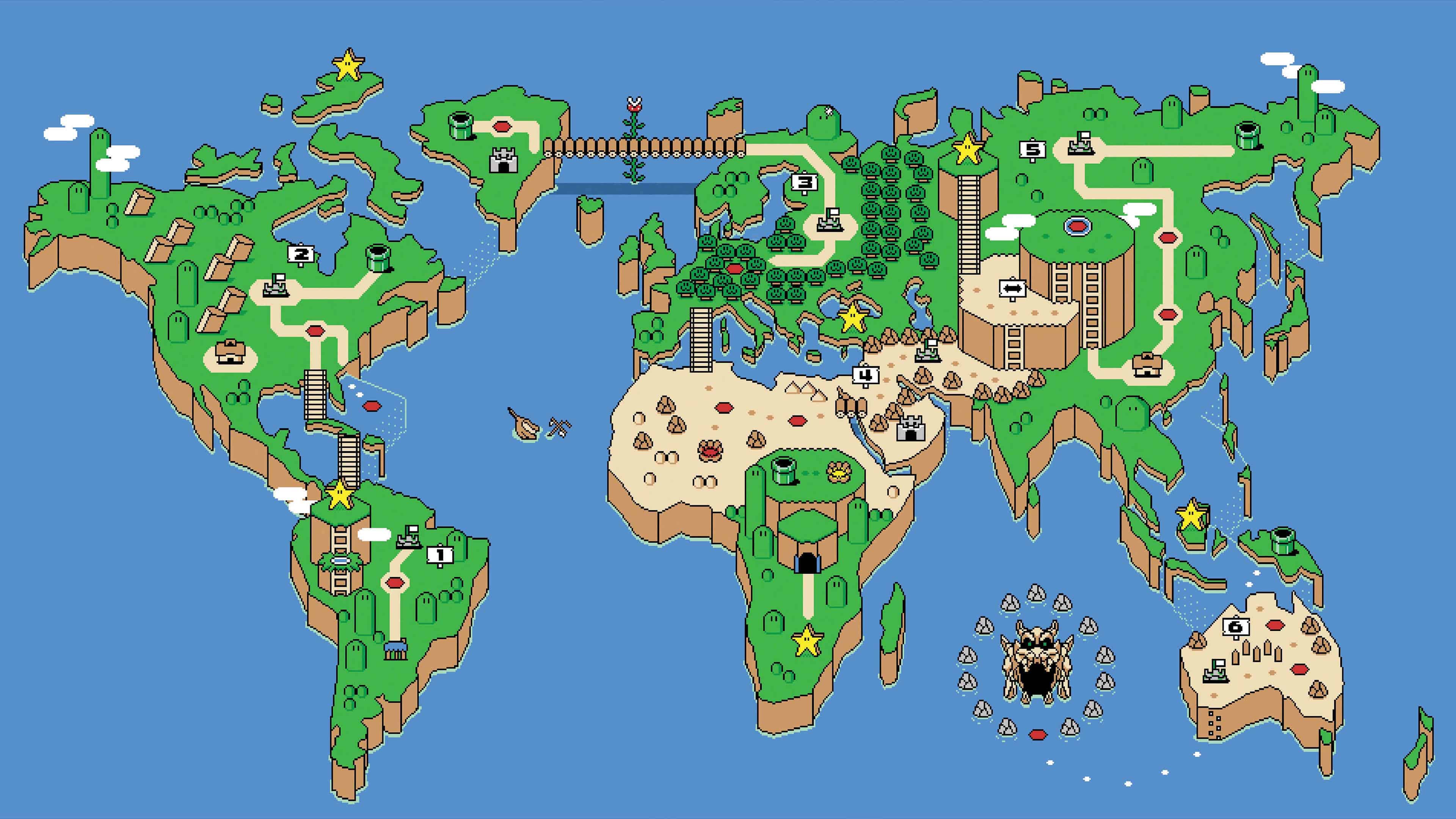 Super Mario World Map UHD 4k Wallpaper