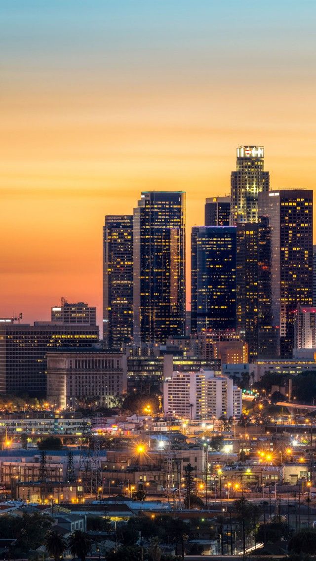 Photos Downtown Los Angeles Skyline Cities Sunsets