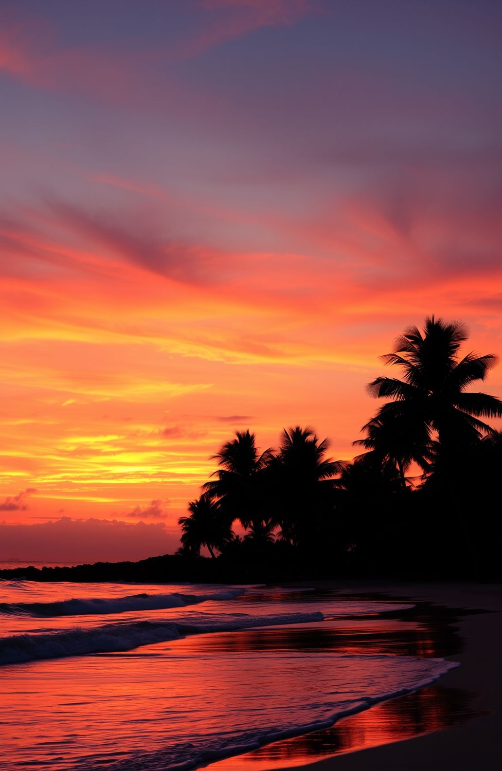 Pink Beach Sunset Wallpaper