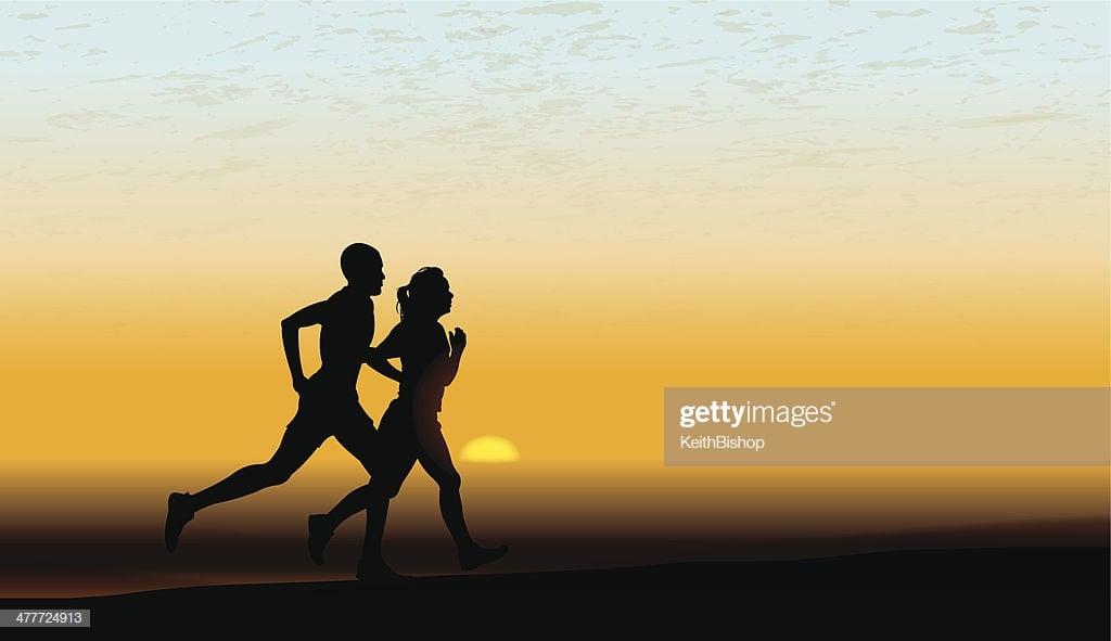 Interracial Heterosexual Couple Jogging Fitness Exercise 1024x591
