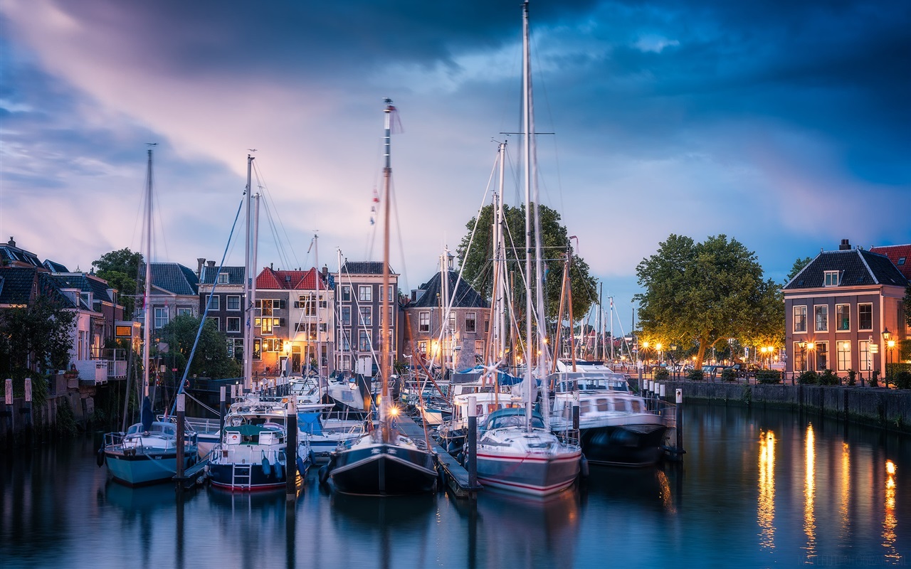 Wallpaper Dordrecht Netherlands Yachts Port City Lights
