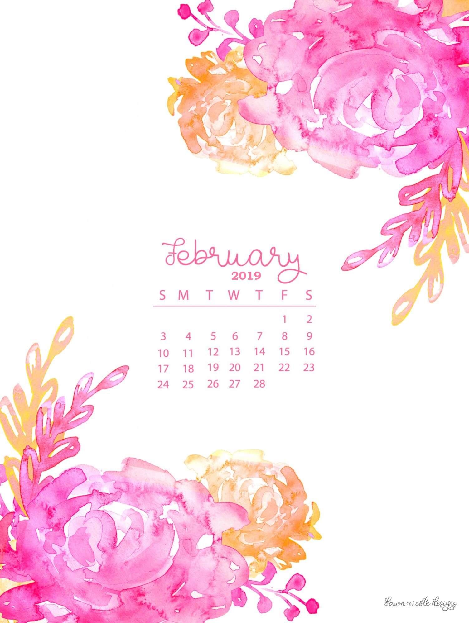 February Calendar iPad Wallpaper February2019