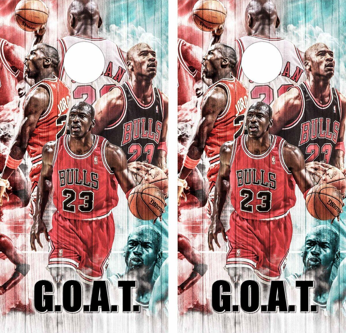 Michael Jordan Goat Basketball Nba Chicago Bulls Cornhole Board