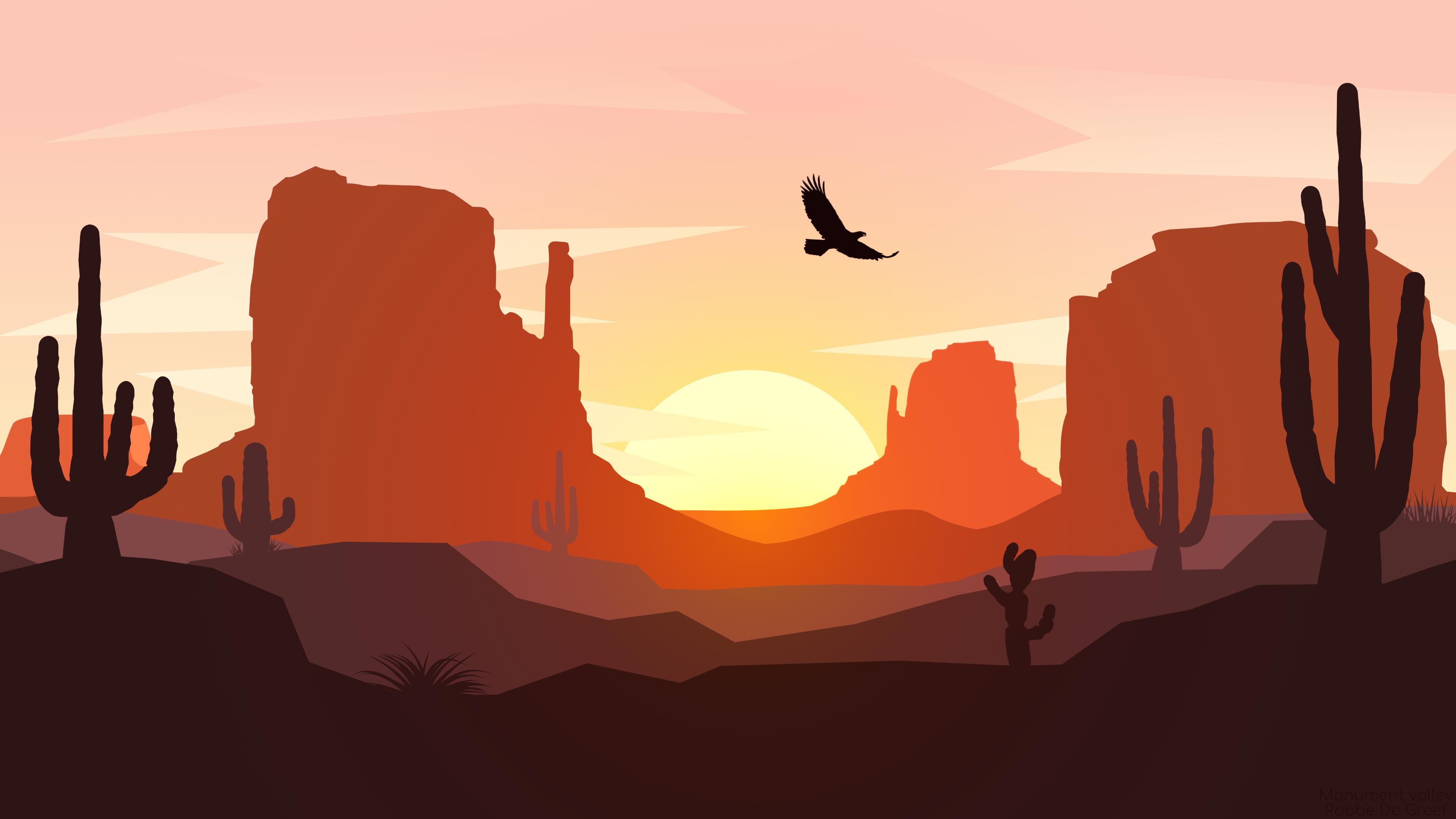 Monument Valley Flat Landscape Design 4k Wallpaper