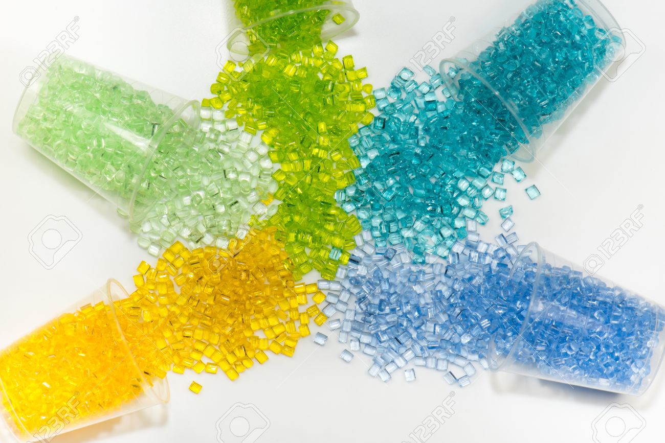 Translucent Dyed Polymer Resin In Laboratory On White Background