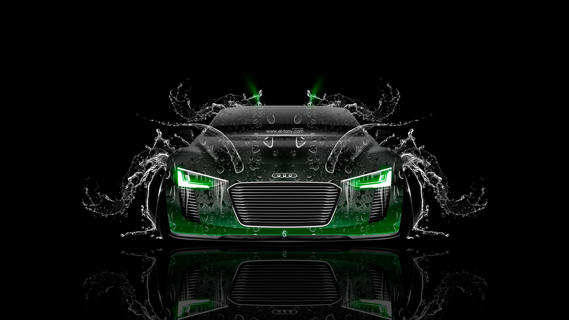 Audi E Tron Spyder Front Water Car Green Neon HD Wallpaper