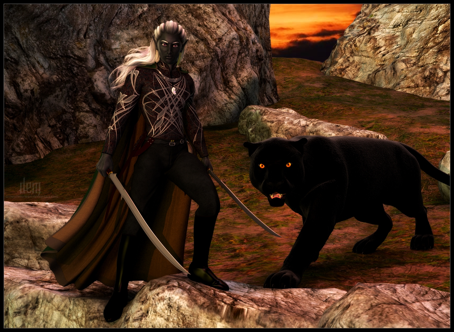 Drizzt Do Urden And Guenhwyvar Twilight By Drowelfmorwen On