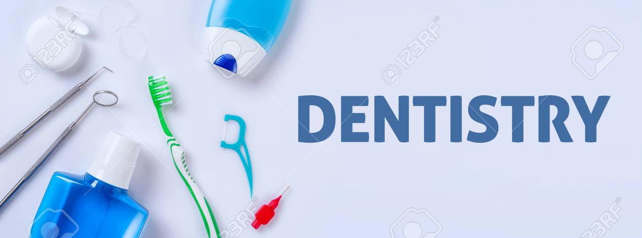 Oral Care Products On A Light Background Dentistry Stock Photo