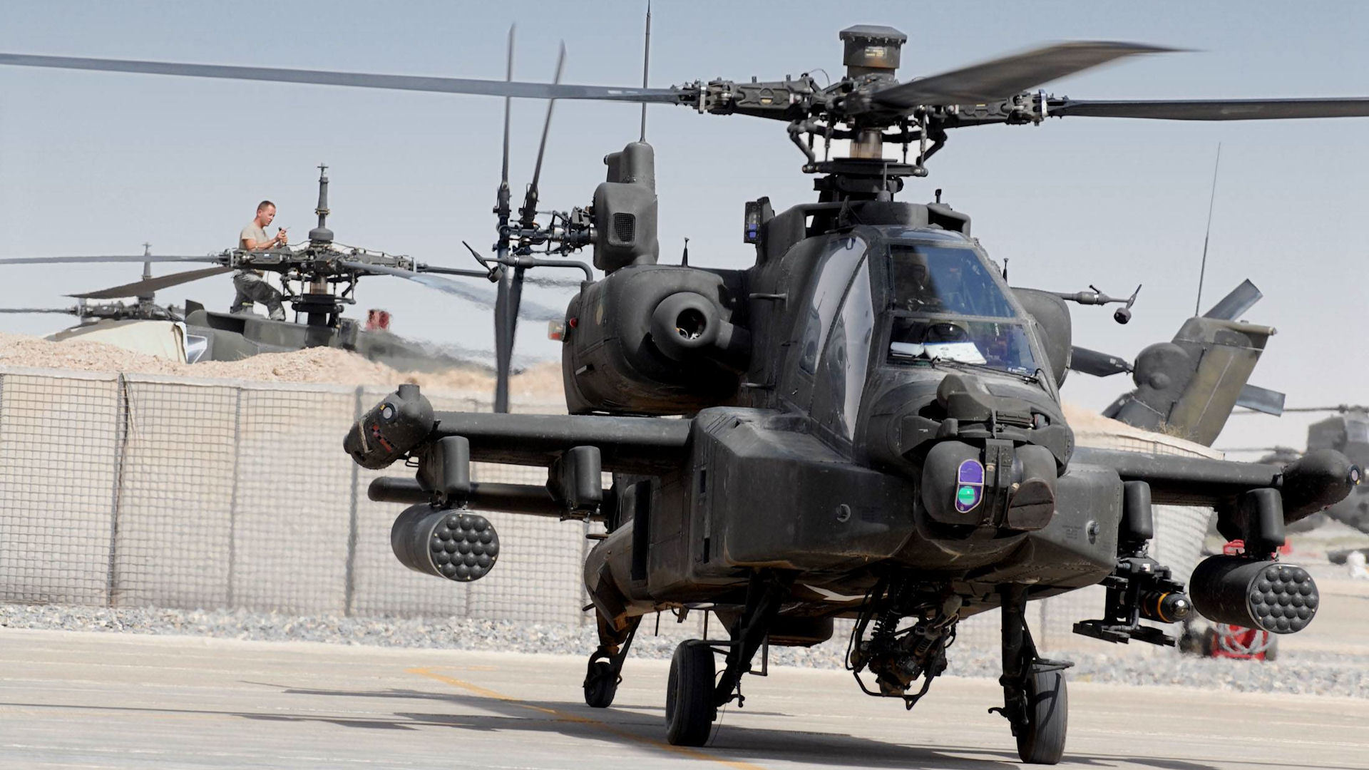 Ah Apache Helicopter Gunships Missiles Parking Wallpaper