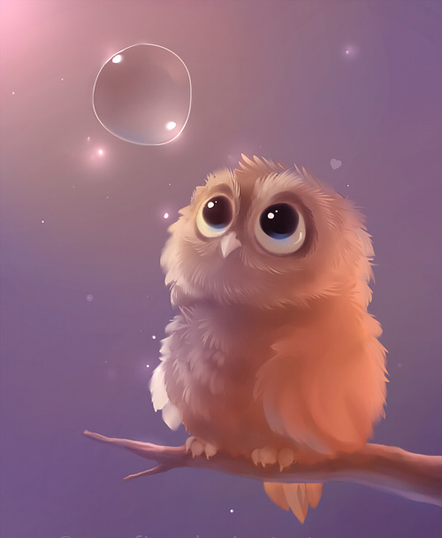 Cute Baby Owl Wallpaper Brown Bubble