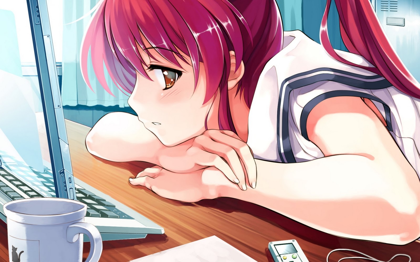 Anime Girl Puter HD Wallpaper