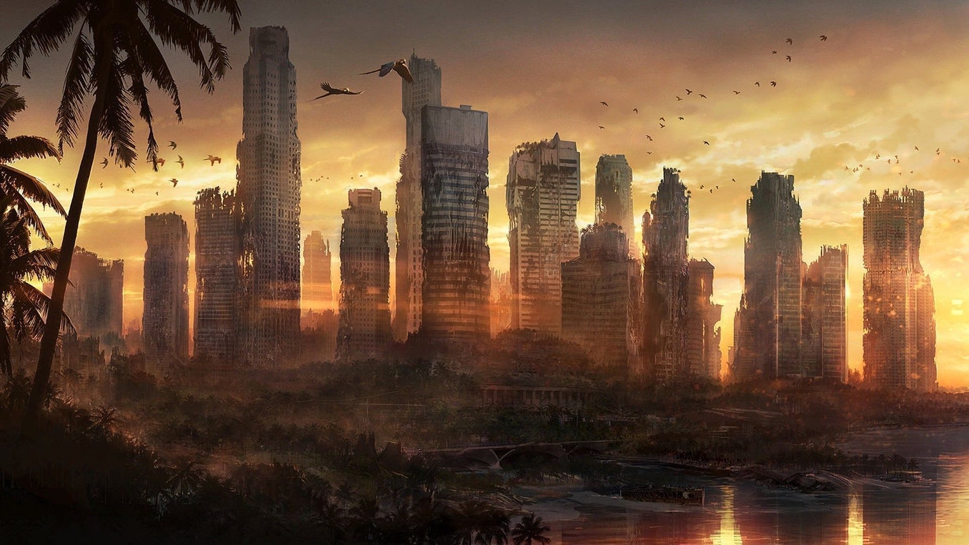 Post Apocalyptic Cityscape Fantasy HD Wallpaper