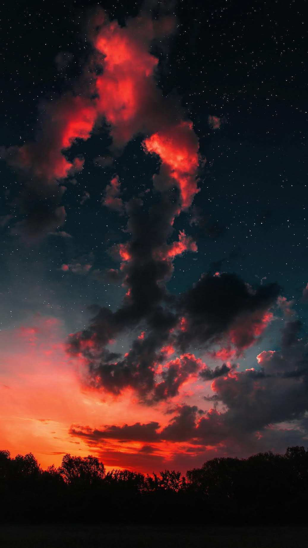Sunset Clouds Space Stars iPhone Wallpaper In