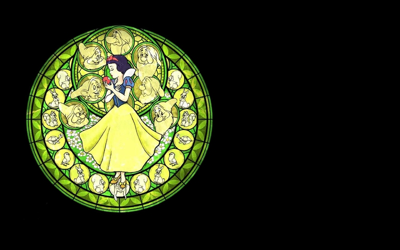 Disney Pany Snow White Stained Glass Wallpaper