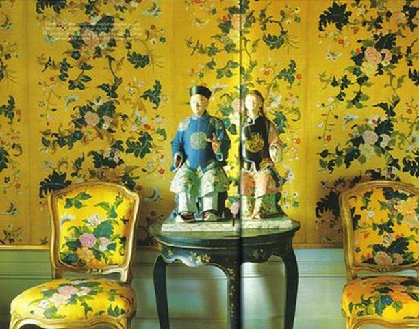 Chinoiserie Style Wallpaper In Lemon Yellow And Leaf Green