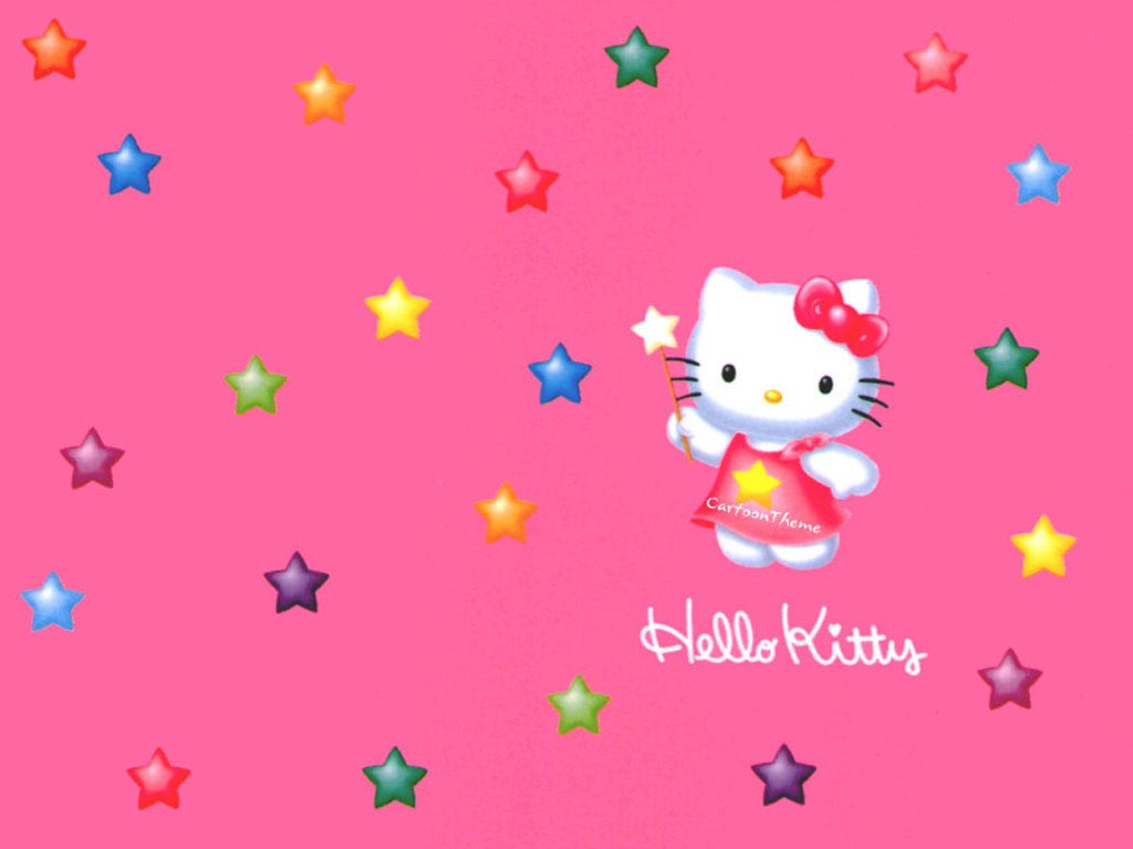 Colorful Hello Kitty Pentagram Wallpaper