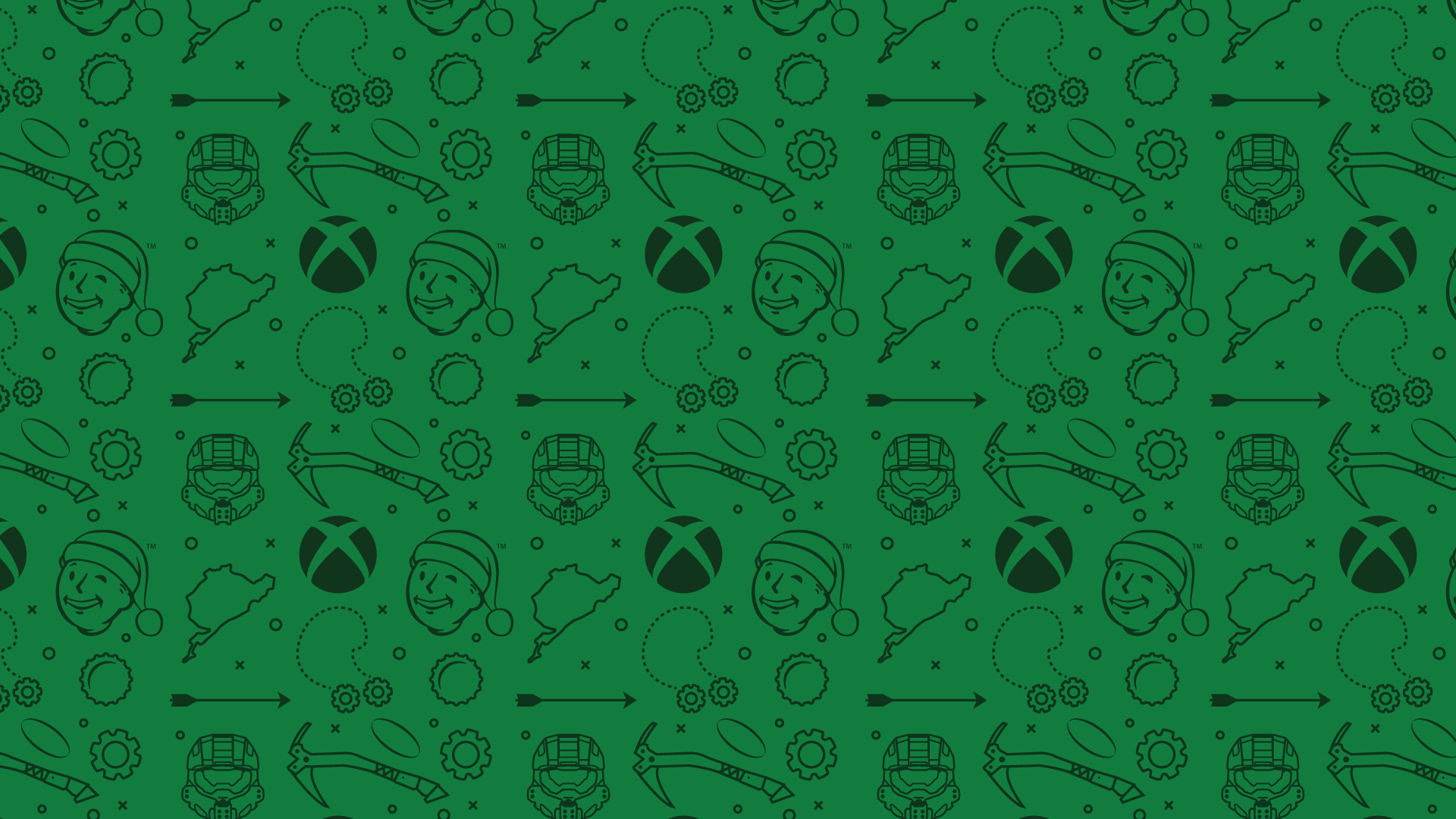 Festive Green Xbox and Halo-themed Christmas Wrapping Paper Pattern