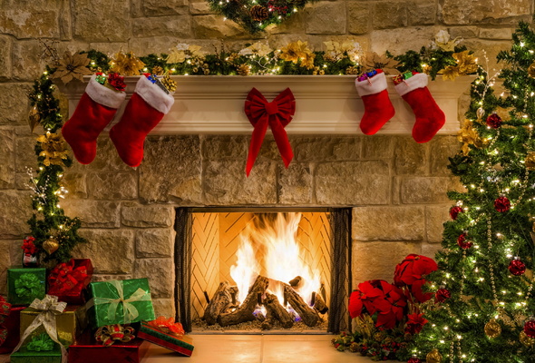 Fireplace Fire Christmas Tree Desktop Wallpaper Holidays