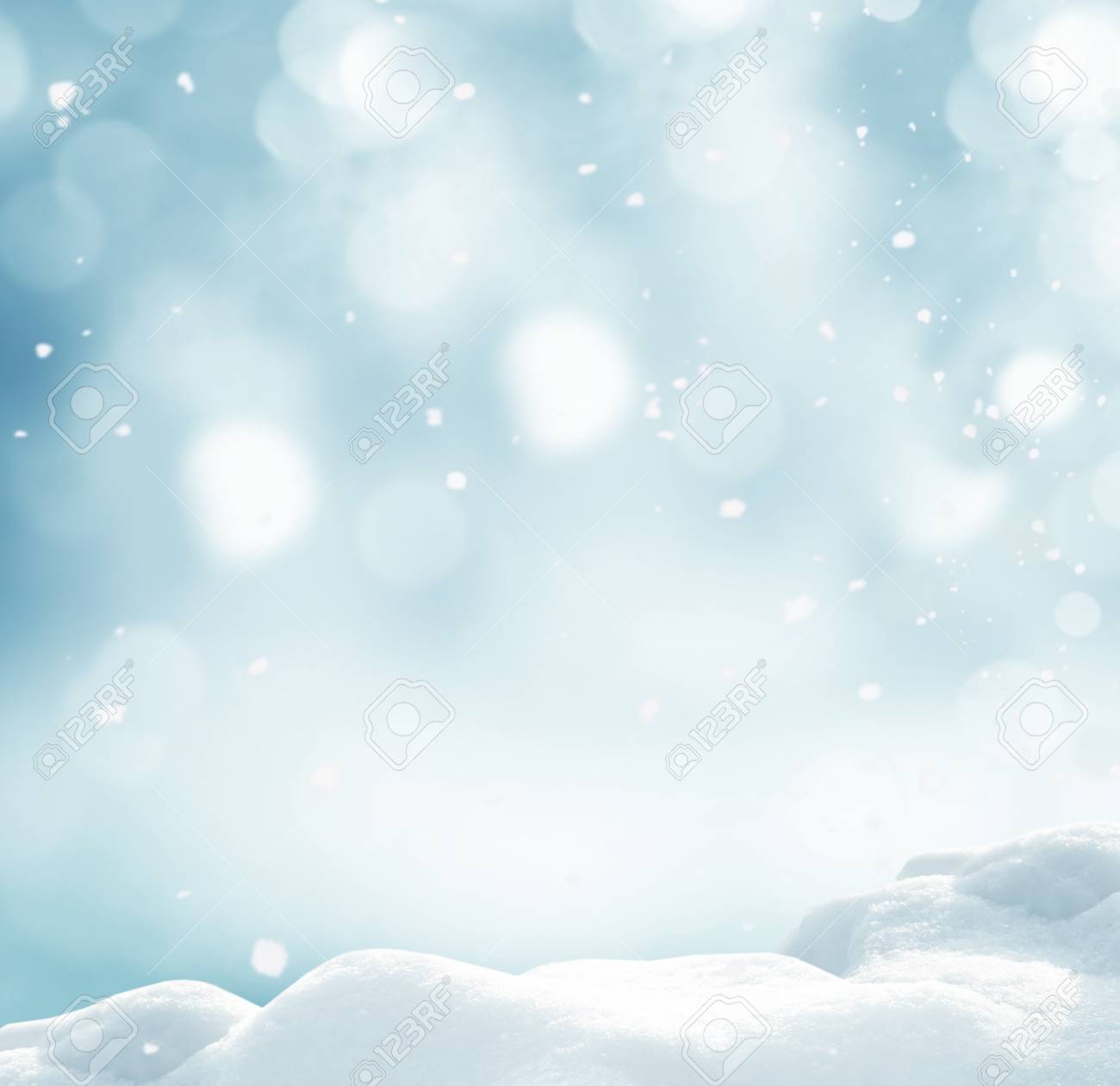 Winter Background With Snow And Blurred Bokeh Merry Christmas
