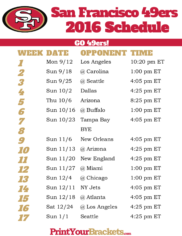 Printable San Diego Chargers Schedule Nfl