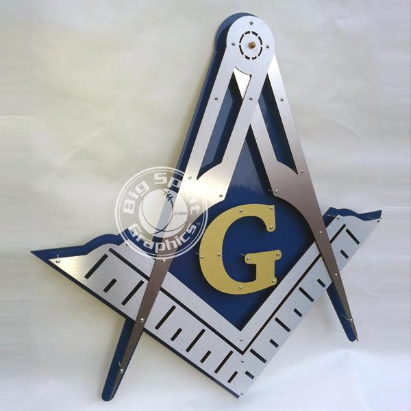 Home Masonic Square and Compass Triple Layer Metal Wall Graphic 1ft