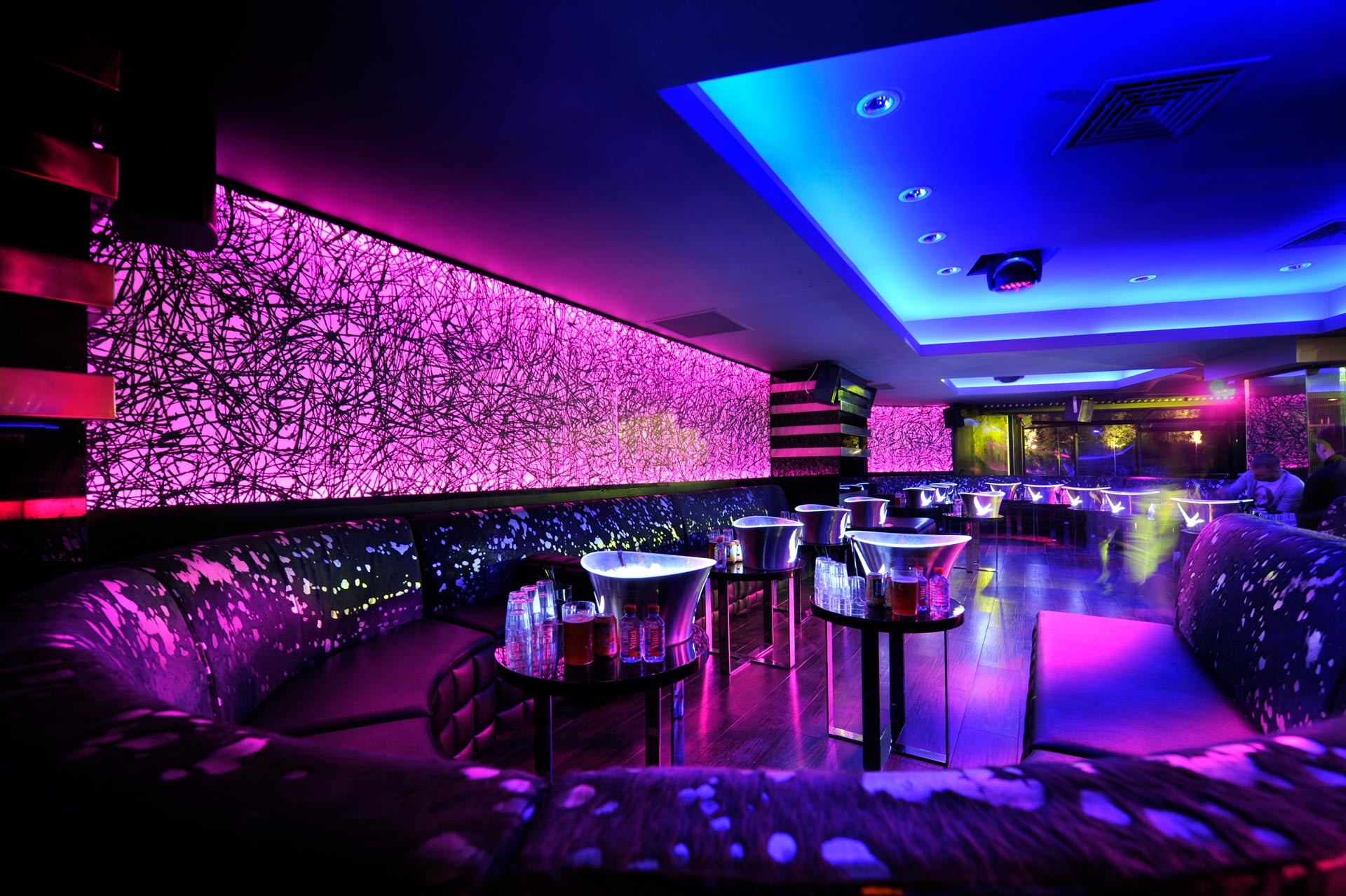 Wonderful Neon Lights In A Night Club Lounge Hd Desktop Fancy