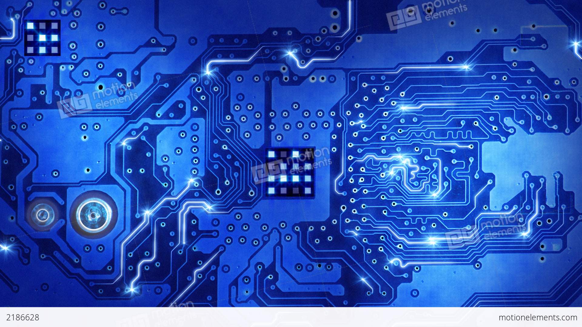 Computer Circuit Board Blue Loopable Background Stock